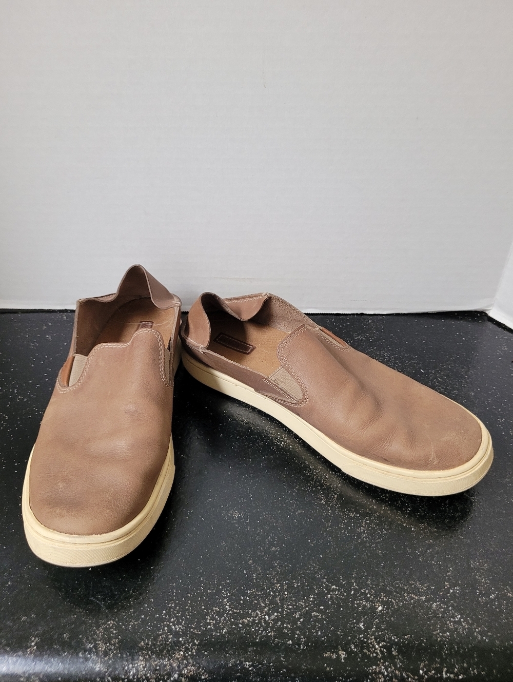 Olukai Pehuea Leather Slip-On Casual Shoes in Brown